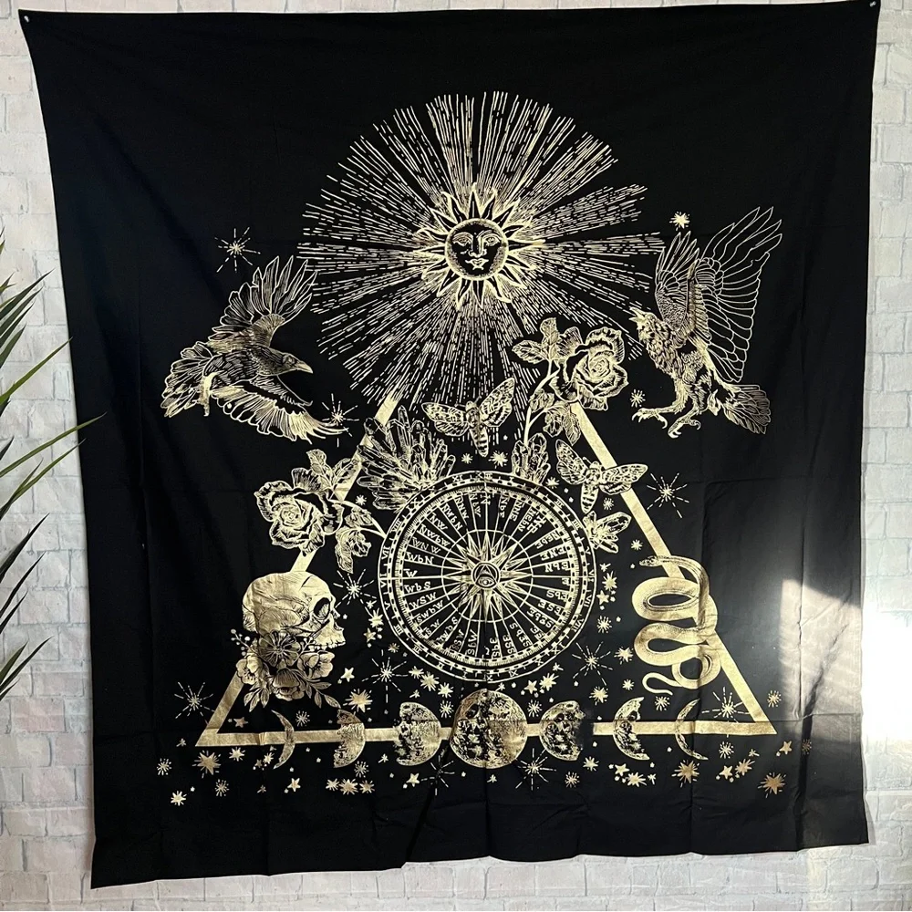 Urban Outfitters Black and Gold Tapestry